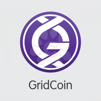 Crypto Currency Gridcoin. Net Banking and GRC Mining Vector Concept. Virtual Currency Mining Finance Symbol.