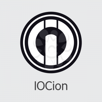 Iocoin Blockchain Based Secure Cryptographic Currency. Isolated on Grey IOC Vector Pictogram.