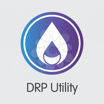 Drp Utility Finance. Cryptographic Currency - Vector Pictogram. Modern Computer Network Technology Sign Icon. Digital Element of DRPU. Concept Design Element.