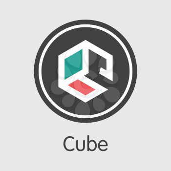 AUTO - Cube. The Trade Logo or Emblem of Virtual Momey, Market Emblem, ICOs Coins and Tokens Icon.
