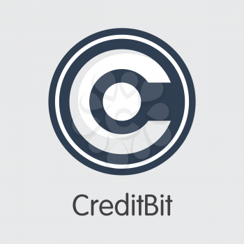 Creditbit - Cryptocurrency Coin Image. Vector Logo of Virtual Currency Icon on Grey Background. Vector Coin Pictogram CRB.