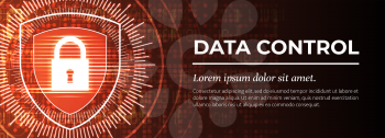 2d Illustration - Data Control on Red Modern Digital Background. Web Banner Concept. Excellent Vector illustration.
