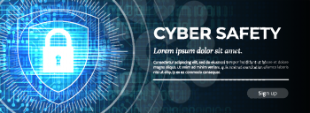 2d Illustration Cyber Safety on Blue Modern Safety Background. Web Banner Concept. Handsome Vector illustration.