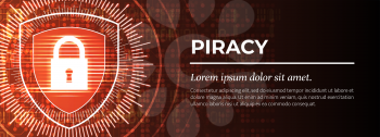 2d Illustration - Piracy on Red Modern Background. Poster Template. Beautiful Vector illustration.