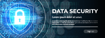 2d Illustration Data Security on Blue Modern Digital Background. Poster Template. Beauteous Vector illustration.