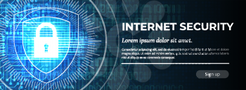 2d Illustration Internet Security on Blue Modern Background. Poster Template. Great Vector illustration.