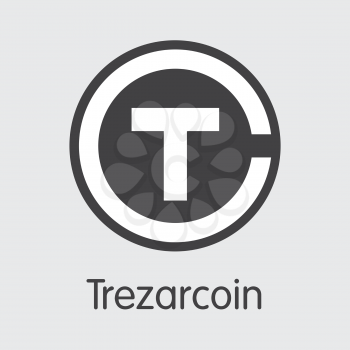 Trezarcoin Finance. Cryptocurrency - Vector Illustration. Modern Computer Network Technology Pictogram Symbol. Digital Colored Logo of TZC. Concept Design Element.