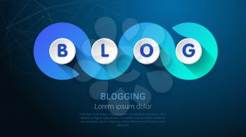 BLOG - Concept with Big Word or Text. Blue Trendy Tamplate for Web Banner or Landig Page. Vector Illustration.