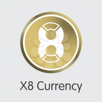 X8 Currency X8X . - Vector Icon of Virtual Currency. 