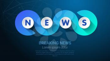 NEWS - Business Concept with Big Word or Text. Blue Trendy Tamplate for Web Banner or Landig Page. Vector Illustration.