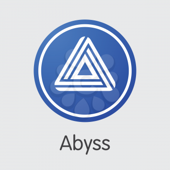 Abyss - Blockchain Cryptocurrency Concept. Colored Vector Icon Logo and Name of Crypto Currency on Grey Background. Vector Coin Illustration for Exchange ABS.