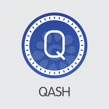 Qash Vector Coin Symbol for Internet Money. Blockchain Cryptocurrency Logo of QASH and Coin Illustration for using in Web Projects or Mobile Applications.