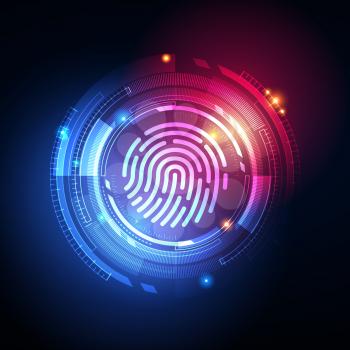Fingerprint Biometric Identity and Approval Concept. The Future of Security and Password Control Through Fingerprints in an Immersive Technology of Future and Cybernetic.