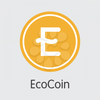 Ecocoin - Graphic Symbol of Fintech Industry, Finance Digitization. Modern Web Icon. Premium Quality Element of ECO. Simple Vector Coin Pictogram of Design for Web Graphics.