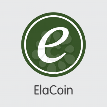 Elacoin Blockchain Based Secure Digital Currency. Isolated on Grey ELC Vector Colored Logo.