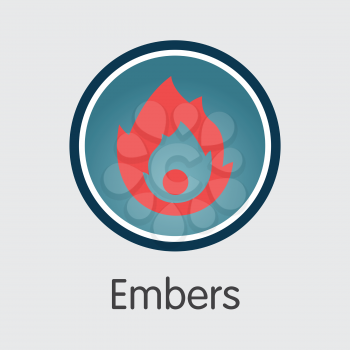 Embers - Cryptocurrency Sign Icon. Vector Element of Blockchain Cryptocurrency Icon on Grey Background. Vector Pictogram MBRS.