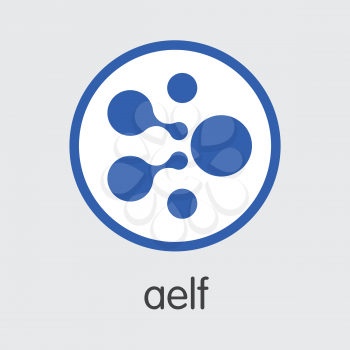 Aelf Finance. Virtual Currency - Vector Trading Sign. Modern Computer Network Technology Trading Sign. Digital Pictogram of ELF. Concept Design Element.