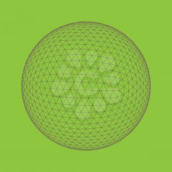 Vector illustration of GEO SHERE. Perfectly Formed Geometrical Solid Mesh or Polygonal Element. 3D Transparent Connection Structure. Geometric Shape from the Lines.