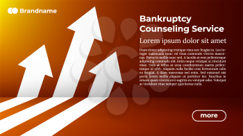 BANKRUPTCY COUNSELING SERVICE - Web Template in Trendy Colors. Business Arrow Target Direction to Growth and Success. Modern Vector Illustration or Design Template.