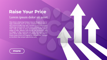 Rise Your Price - Web Template in Trendy Colors. Business Arrow Target Direction to Growth and Success. Modern Vector Illustration or Design Template.
