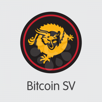 BSV - Bitcoin Sv. The Crypto Coins or Cryptocurrency Logo. Market Emblem, Coins ICOs and Tokens.