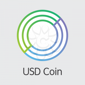 USDC - Usd Coin. The Crypto Coins or Cryptocurrency Logo. Market Emblem, Coins ICOs and Tokens.