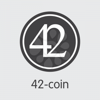42-Coin - Crypto Currency Coin Pictogram. Vector Icon of Blockchain Cryptocurrency Icon on Grey Background. Vector Logo 42.