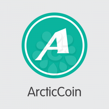 Arcticcoin Vector Sign Icon for Internet Money. Crypto Currency Coin Illustration of ACC and Coin Pictogram for using in Web Projects or Mobile Applications.