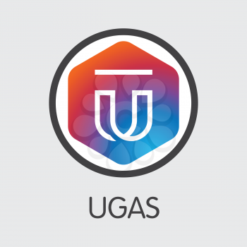 UGAS - Ugas. The Logo or Emblem of Virtual Currency, Market Emblem, ICOs Coins and Tokens Icon.