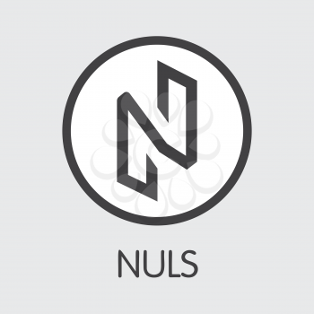 NULS - Nuls. The Market Logo or Emblem of Coin, Market Emblem, ICOs Coins and Tokens Icon.