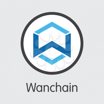 WAN - Wanchain. The Logo or Emblem of Cryptocurrency, Market Emblem, ICOs Coins and Tokens Icon.