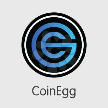 Exchange - Coinegg. The Crypto Coins or Cryptocurrency Logo. Market Emblem, Coins ICOs and Tokens Icon.