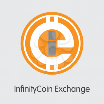 Exchange - Infinitycoin Copy. The Crypto Coins or Cryptocurrency Logo. Market Emblem, Coins ICOs and Tokens Icon.