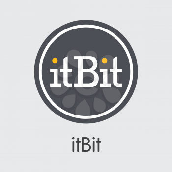 Exchange - Itbit. The Crypto Coins or Cryptocurrency Logo. Market Emblem, Coins ICOs and Tokens Icon.