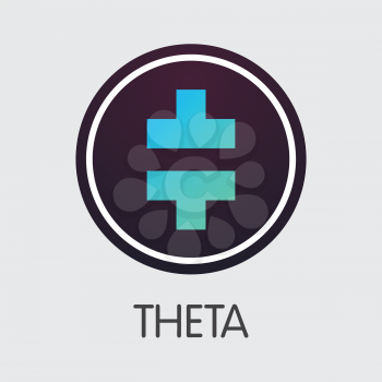 THETA - Theta. The Icon or Emblem of Virtual Momey, Market Emblem, ICOs Coins and Tokens Icon.