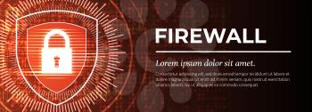 Firewall on Red Modern Digital Background. Web Banner Concept. Fine Vector illustration.