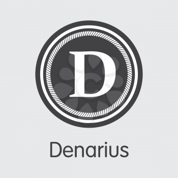 Denarius - Cryptocurrency Icon. Vector Logo of Cryptographic Currency Icon on Grey Background. Vector Logo DNR.