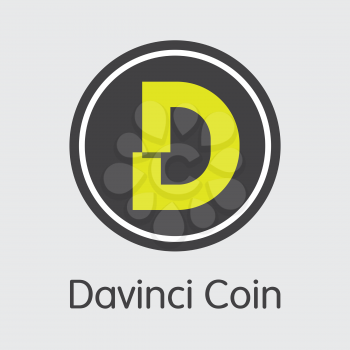 DAC - Davinci Coin. The Market Logo or Emblem of Virtual Currency, Market Emblem, ICOs Coins and Tokens Icon.