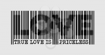 True Love is Priceless - Slogan Barcode. Graphic Illustration.