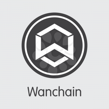 WAN - Wanchain. The Trade Logo or Emblem of Virtual Currency, Market Emblem, ICOs Coins and Tokens Icon.