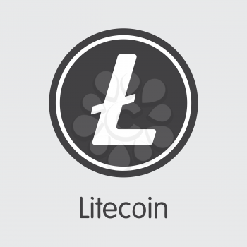 LTC - Litecoin. The Market Logo or Emblem of Money, Market Emblem, ICOs Coins and Tokens Icon.