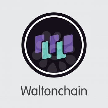 WTC - Waltonchain. The Trade Logo or Emblem of Virtual Momey, Market Emblem, ICOs Coins and Tokens Icon.