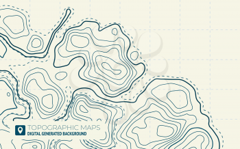 Map Line of Topography. Vector Abstract Topographic Map Concept with Space for Your Copy. Green Contours Vector Topography.