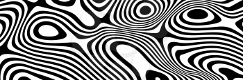 Trendy Vector Optical illusion with Black and White Lines or Stripes. Abstract Curve Background. Vector illustration.