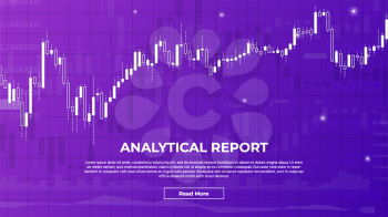 Analytical Report or Forex Trading Graph with Candlestick Charts. Suitable for Financial Investment or Economic Trends, Business ideas or all Art Work Design. Vector Abstract Finance Background.