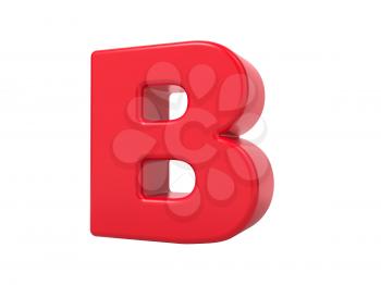 Red 3B Plastic Letter B Isolated on White.