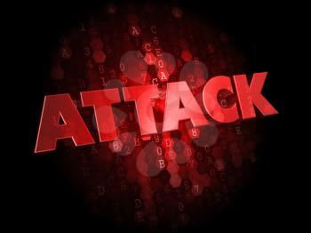 Attack - Red Color Text on Dark Digital Background.