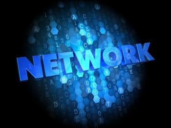 Network - Text in Blue Color on Dark Digital Background.