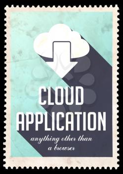 Cloud Application on Light Blue Background. Vintage Concept in Flat Design with Long Shadows.