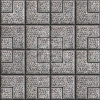 Grainy Gray Pavement of Squares of Different Sizes. Seamless Tileable Texture.